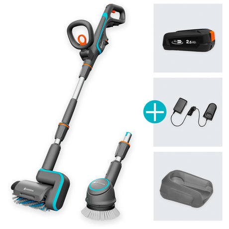 Gardena accu-multireiniger aquabrush universal 04 18v p4a set vloerreiniger (grijs turquoise, 14842-20)