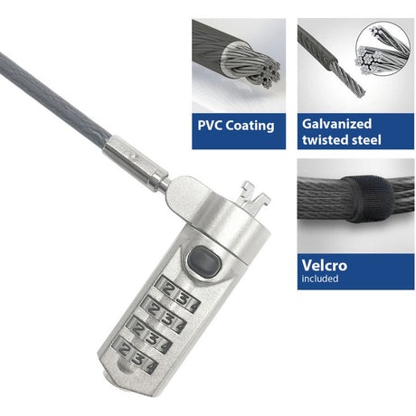 Act connectivity nano laptopslot met cijfercode diefstalbeveiliging (grijs, 2 meter)