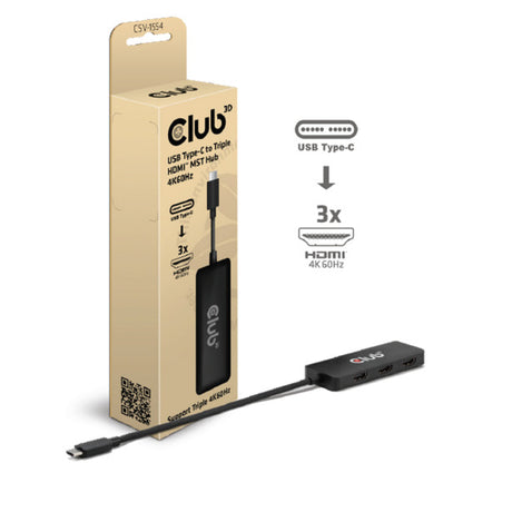 Club 3d usb-c naar 3x hdmi hub (zwart)