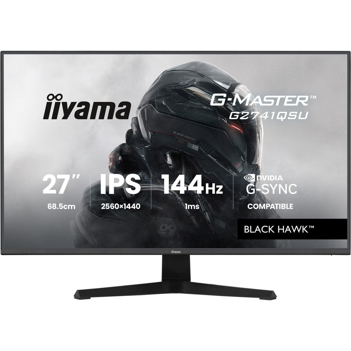 Iiyama g-master black hawk g2741qsu-b1 27 gaming monitor (zwart, 1x displayport, 1x hdmi, 2x usb-a, 144 hz)