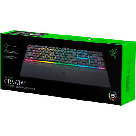 Razer ornata v3 low profile rgb mechanisch gaming toetsenbord (zwart, us lay-out (qwerty), hybrid-mecha-membrane, 100%, rgb leds, abs)