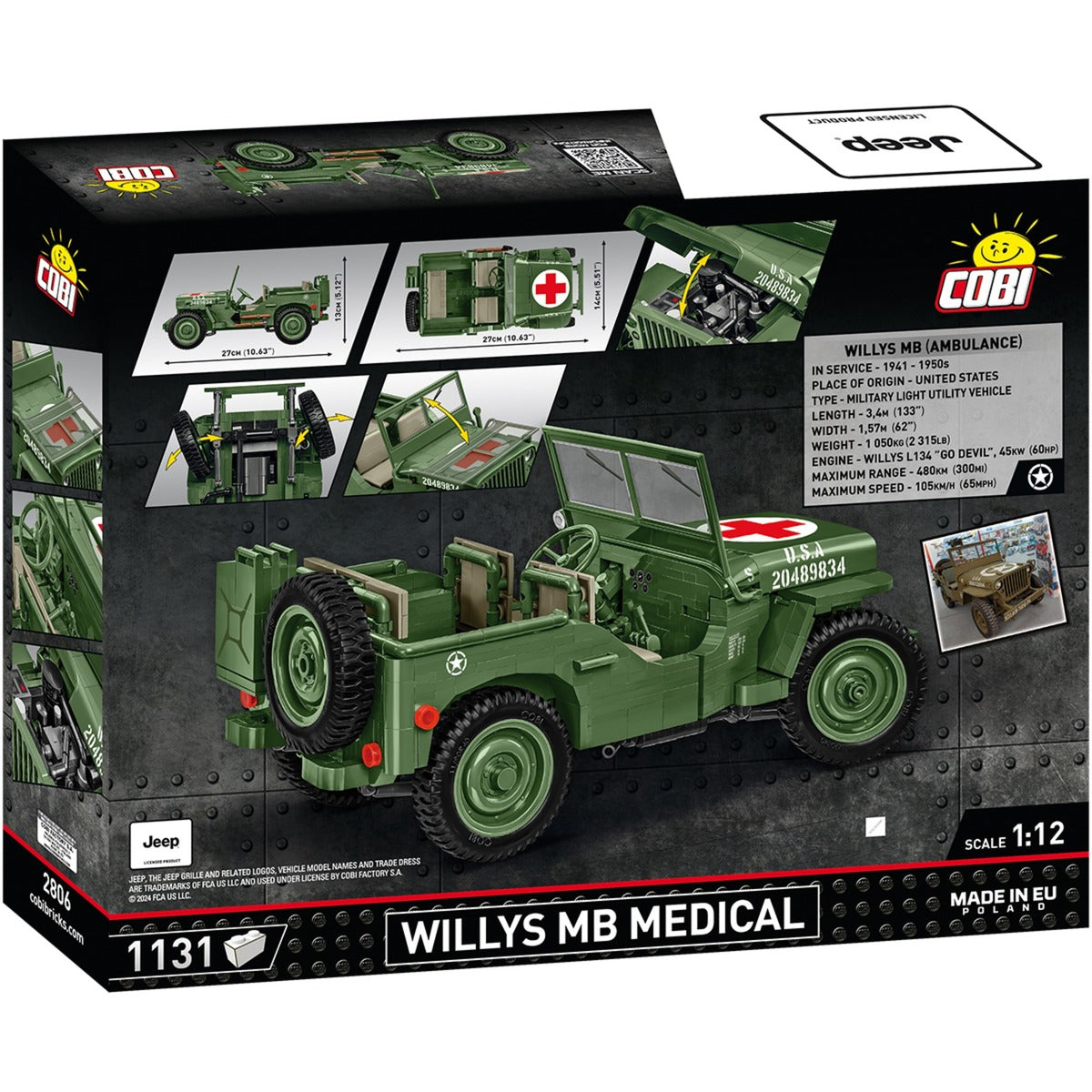 Cobi historical collection - willys mb medical constructiespeelgoed (schaal 1:12)