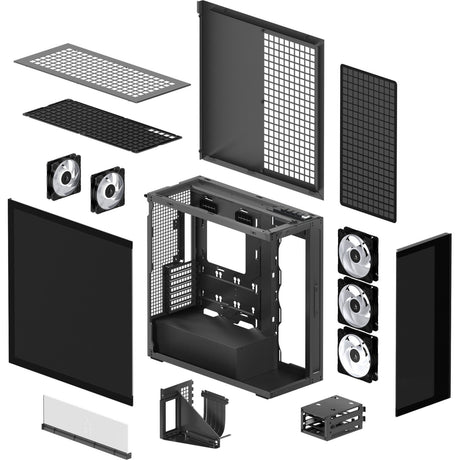 Arctic xtender vg midi tower behuizing (zwart | 2x usb-a | 1x usb-c | rgb | tempered glass)