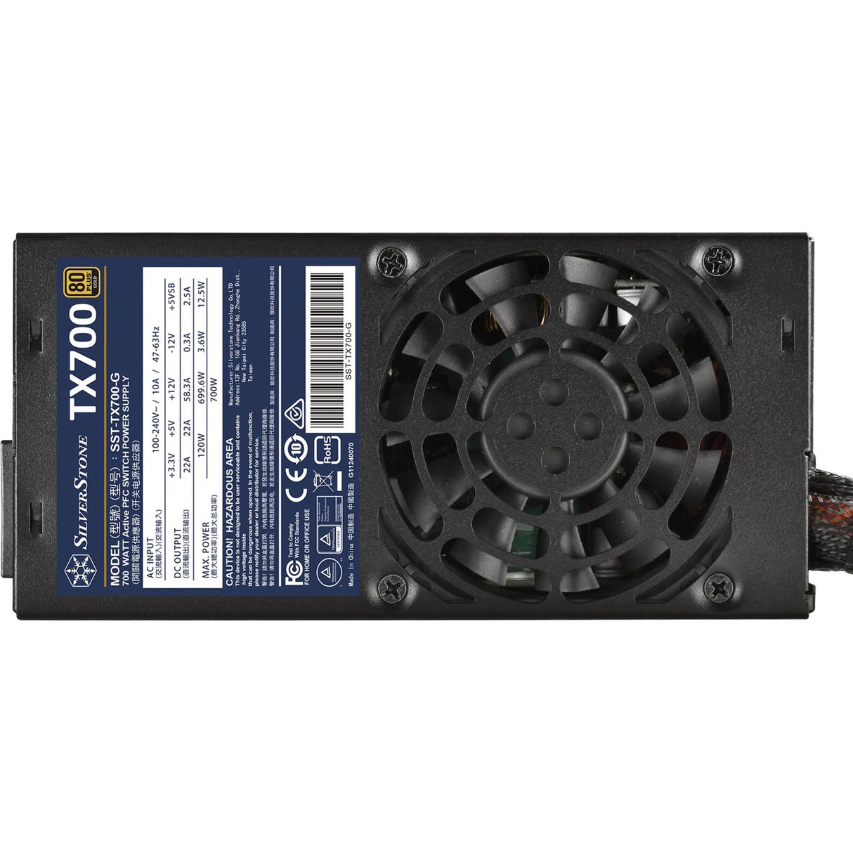 Silverstone sst-tx700-g 700 watt voeding (zwart, 4x pcie)