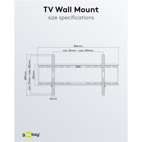 Goobay tv wall mount fixed 43 - 100 inch (109 - 254 cm), max. 70 kg wandmontage (zwart)