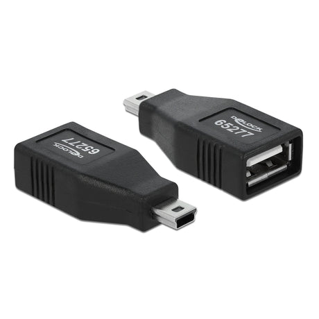 Delock usb 2.0-a female naar mini usb male adapter (zwart)