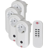 Brennenstuhl draadloze schakelaarset rc ce1 4001, set van 4 draadloze stopcontacten (voor binnen, met handzender en hogere contactbescherming) wit