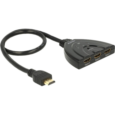 Delock 3 x hdmi in > 1 x hdmi out hdmi switch (zwart, 50 centimeter, 4k)