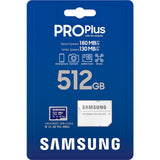 Samsung pro plus 512 gb microsdxc (2023) geheugenkaart (blauw, uhs-i u3, class 10, v30, a2)