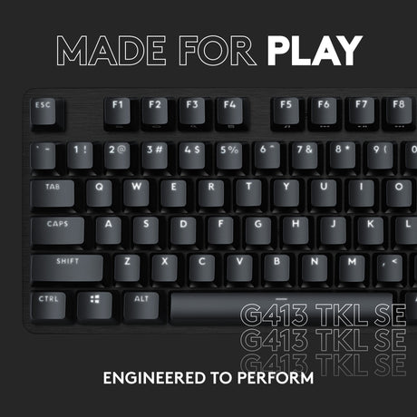 Logitech g413 tkl se mechanisch gaming toetsenbord (zwart, us-international lay-out (qwerty), gl tactile, 80% (tkl))