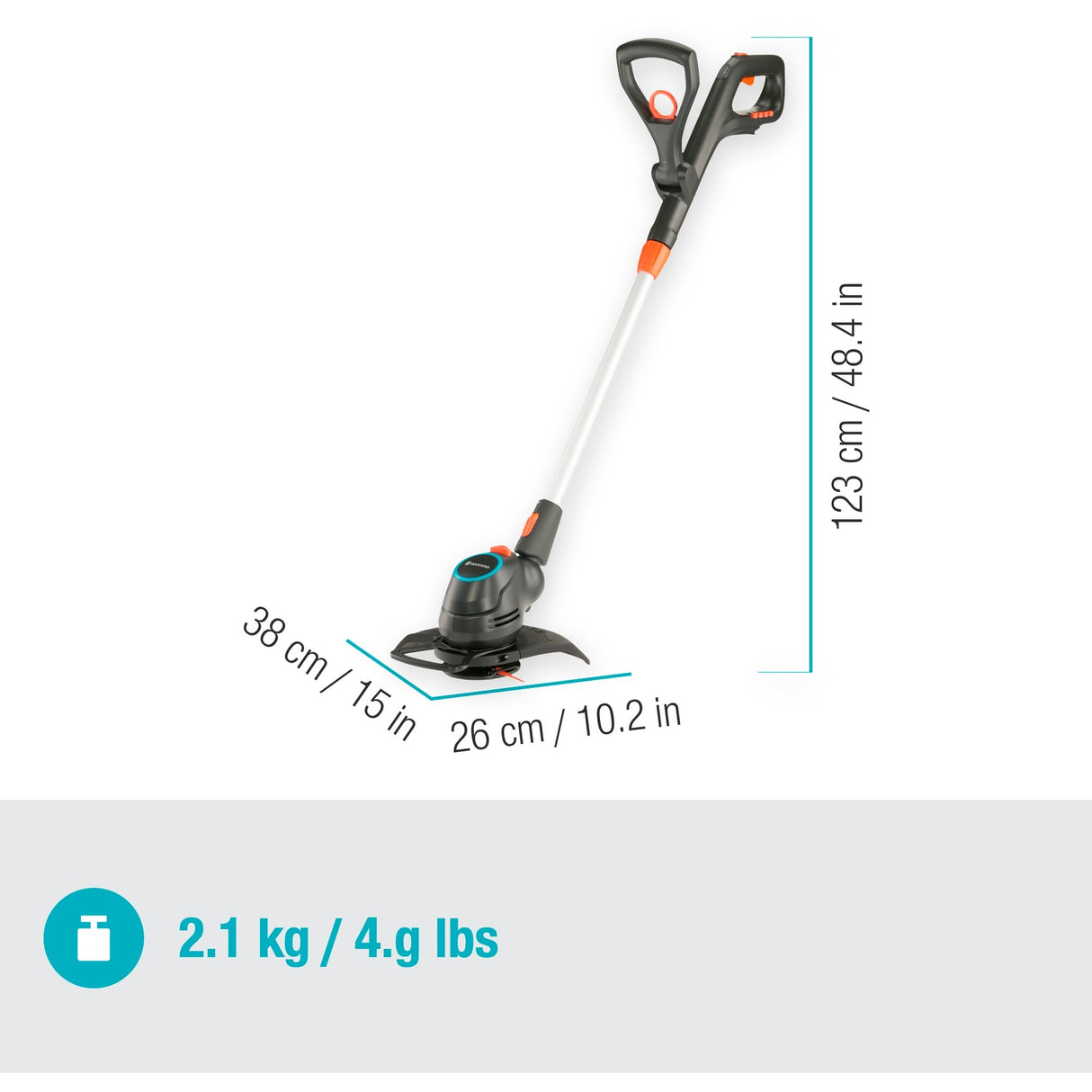 Gardena comfortcut 23 18v p4a solo grastrimmer (grijs oranje, 14701-55, accu niet inbegrepen)