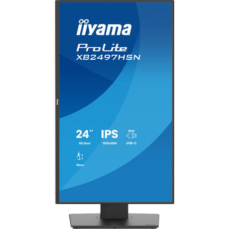 Iiyama prolite xb2497hsn-b1 23.8 monitor (zwart (mat), 100 hz, hdmi, displayport, usb-c, audio, lan)