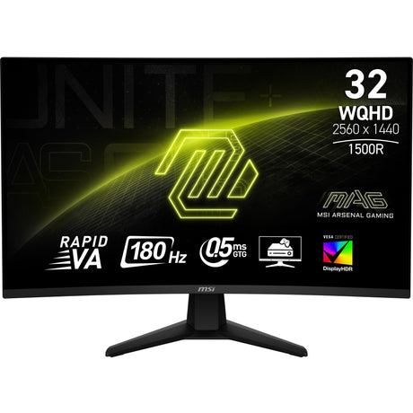 Msi mag 32cq6f 31.5 curved gaming monitor (zwart, 1x displayport, 2x hdmi, 180 hz)