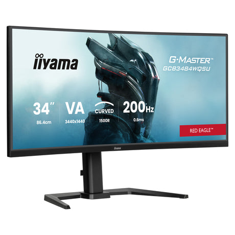 Iiyama g-master red eagle gcb3484wqsu-b2 34 curved ultrawide gaming monitor (zwart, 1x displayport, 2x hdmi, 2x usb-c, 2x usb-a)