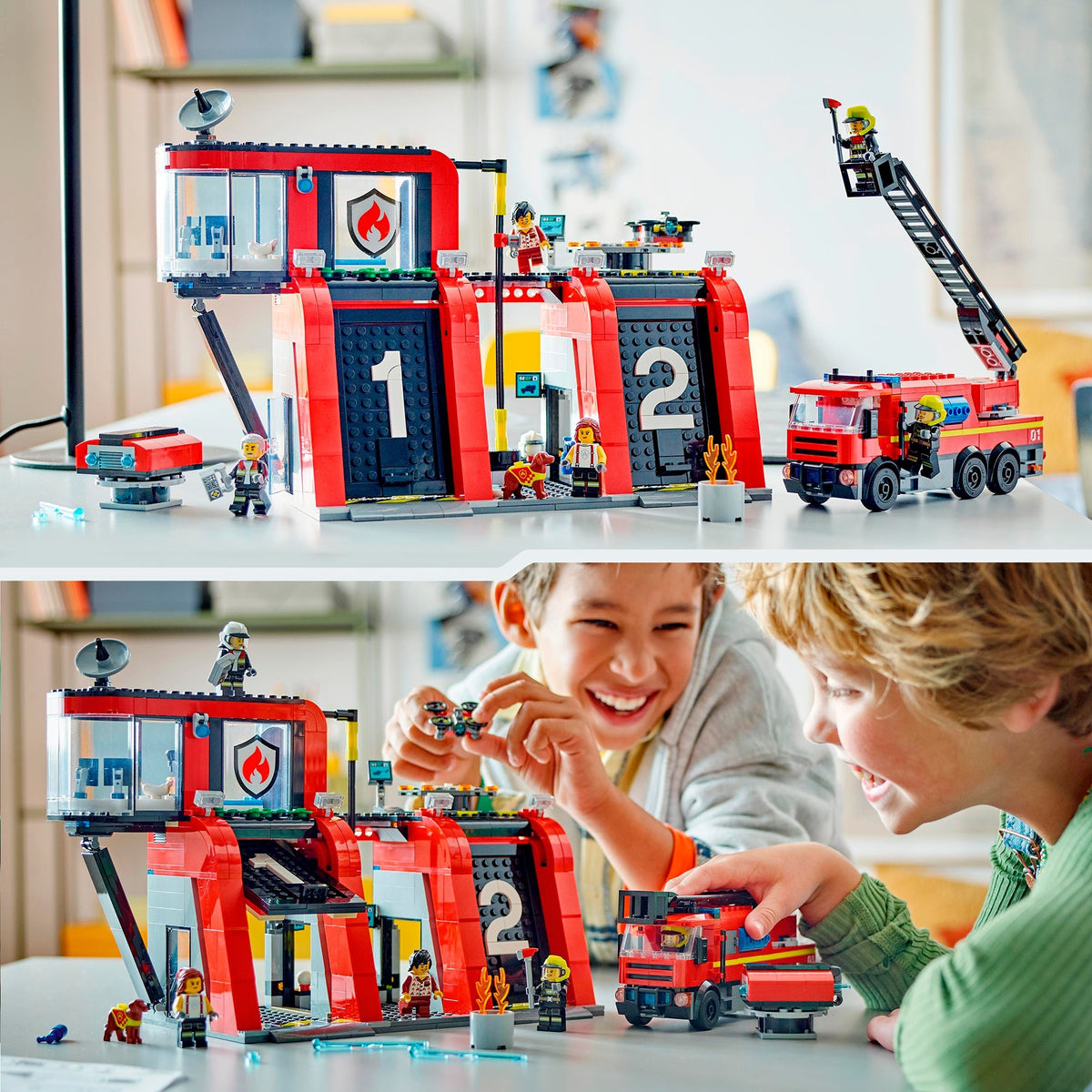 Lego city - brandweerkazerne en brandweerauto constructiespeelgoed (60414)