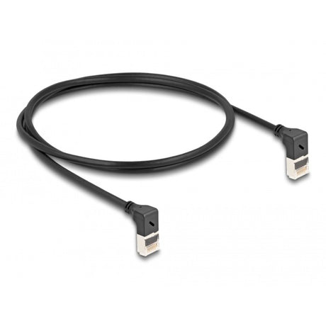 Delock rj45 network cable cat.6a s ftp slim 90° upwards upwards angled 1 m kabel (zwart)