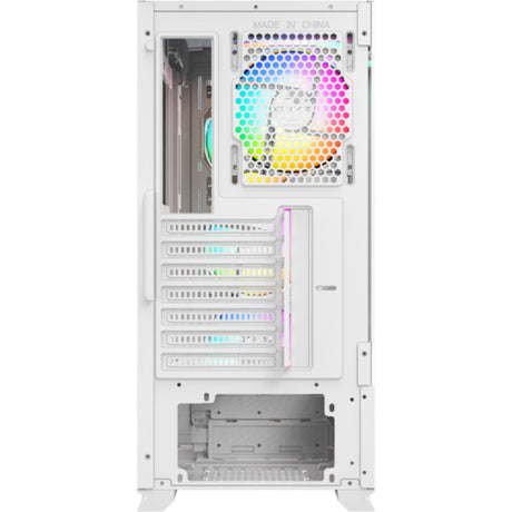Xyz pc gear airone 300-x mesh midi tower behuizing (wit | 1x usb-a | 1x usb-c | tempered glass)