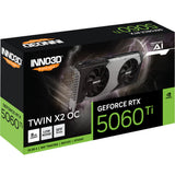 Inno3d geforce rtx 5060 ti twin x2 oc 8gb grafische kaart (3x displayport, 1x hdmi 2.1, dlss 4)
