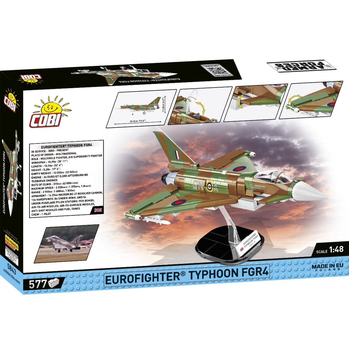 Cobi armed forces - eurofighter typhoon fgr4 gina constructiespeelgoed (schaal 1:48)