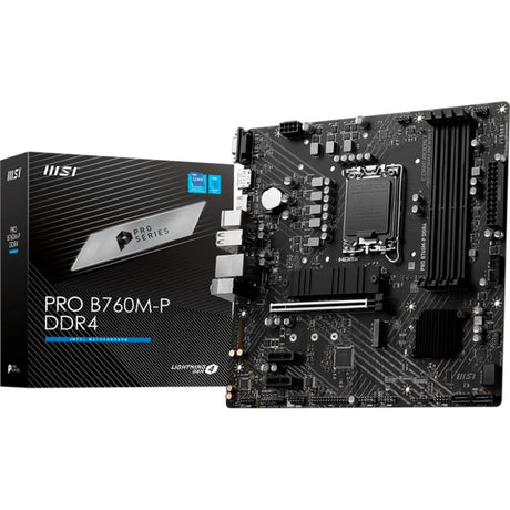 Msi pro b760m-p ddr4 socket 1700 moederbord (zwart, raid, gb-lan, sound, µatx)