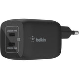 Belkin boostcharge pro 2-poorts usb-c gan-wandlader met pps (65 w) (zwart, 2x usb-c)