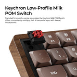 Keychron k3 max-h3w all-wood special edition rgb mechanisch toetsenbord (houtkleur, us lay-out (qwerty), milk pom brown, 75%, rgb leds, double-shot pbt, hot swap, 2.4ghz | bluetooth 5.1 | usb-c)