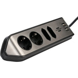 Brennenstuhl ®estilo hoekaansluitdoosstrook met usb laadfunctie 4-weg 2x b eschermend contactdoos 2x euro zilver zwart