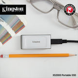 Kingston xs2000 portable 2 tb externe ssd (zilver zwart, sxs2000 2000g, usb-c 3.2 (20 gbit s))