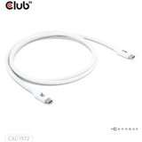 Club 3d gecertificeerde usb-c kabel (wit, 1,2 meter, 240 w)