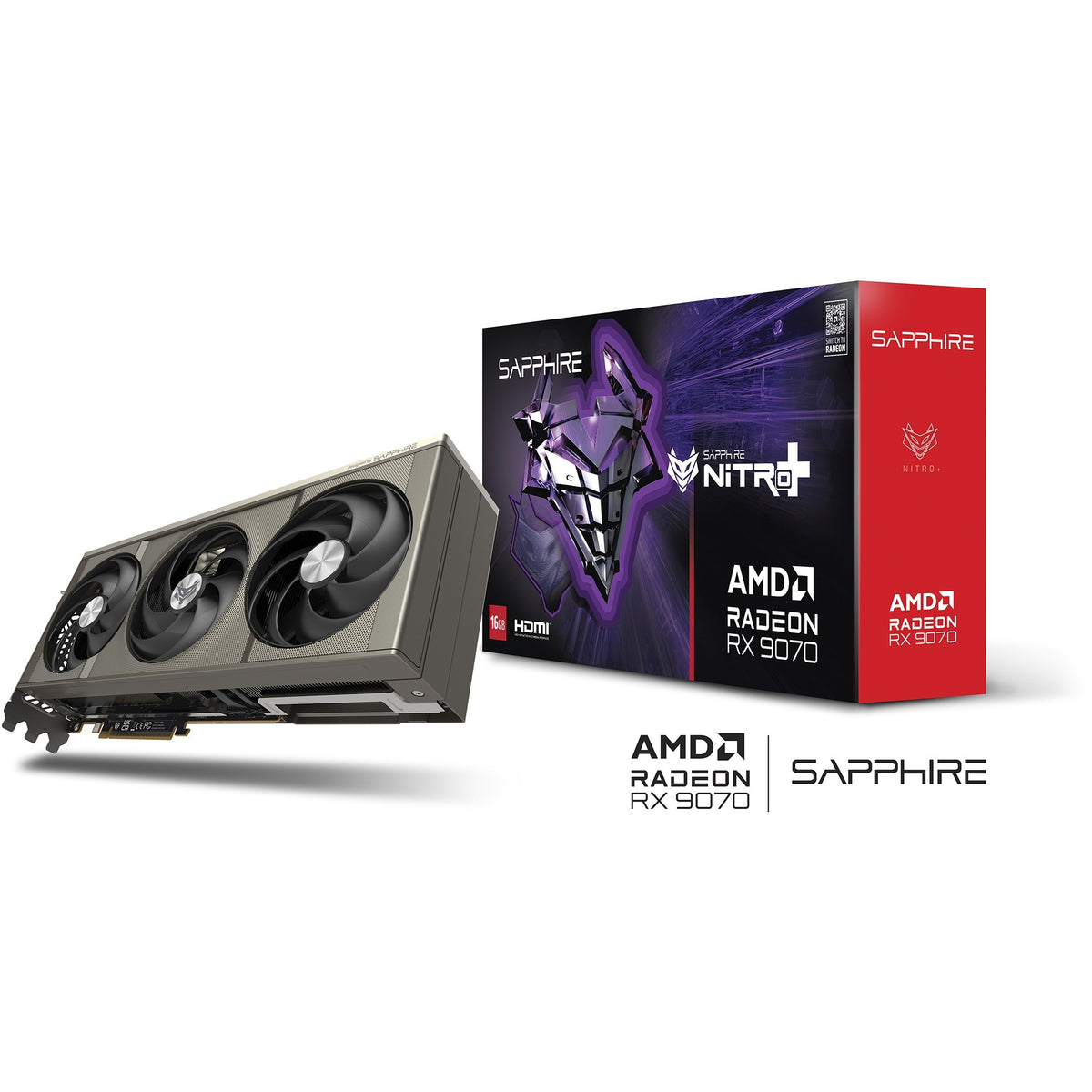 Sapphire radeon rx 9070 nitro+ gaming oc grafische kaart (grijs, 2x displayport, 2x hdmi, rdna4)