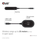 Club 3d wireless usb-c to hdmi transmitter and receiver adapter (zwart)