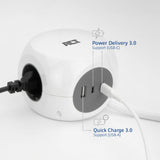 Act connectivity act stekkerdoos kubus met 3 stopcontacten, 30w power delivery usb-c a poorten, kabellengte 1,5m ac2425