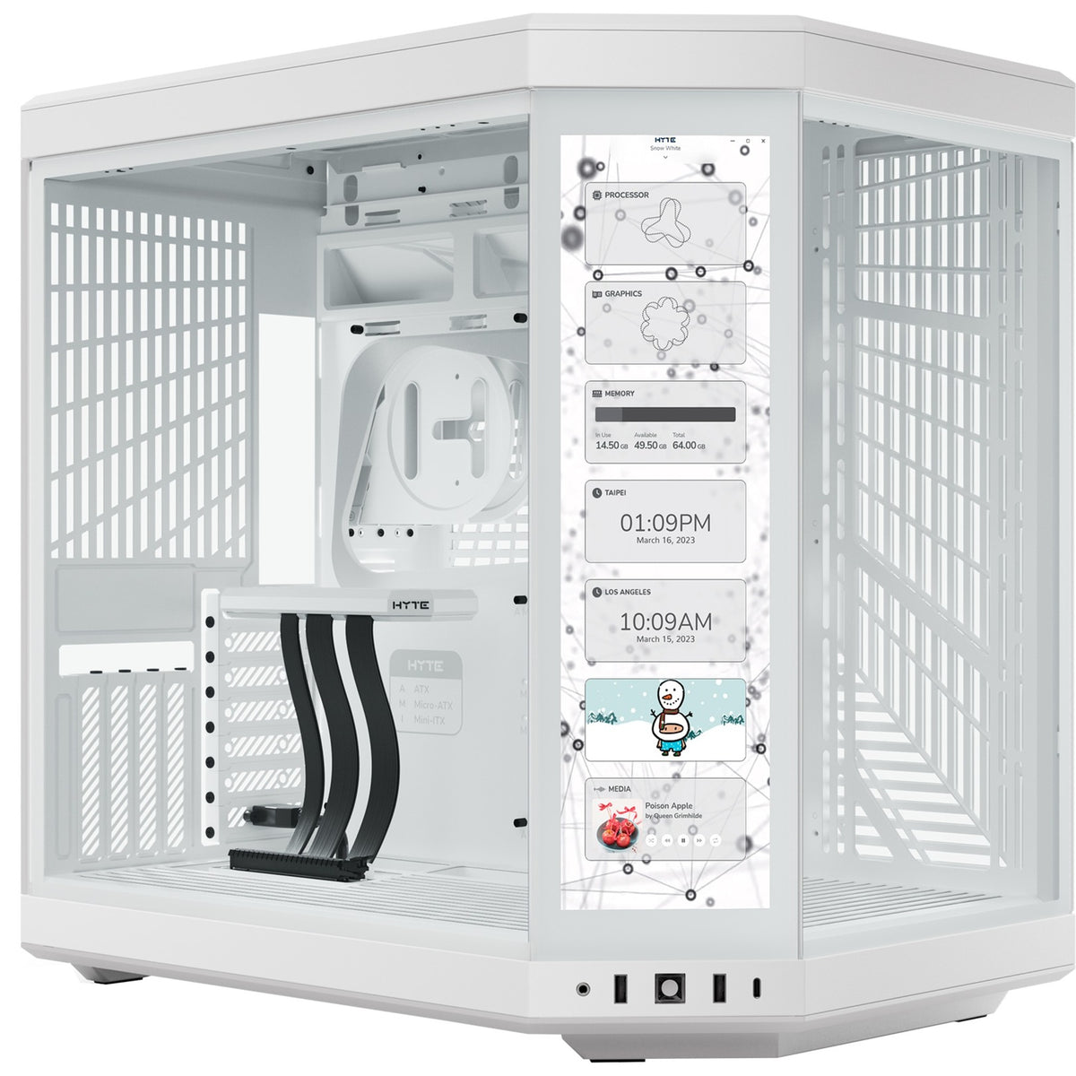 Hyte y70 touch infinite midi tower behuizing (wit | 2x usb-a | 1x usb-c | tempered glass)