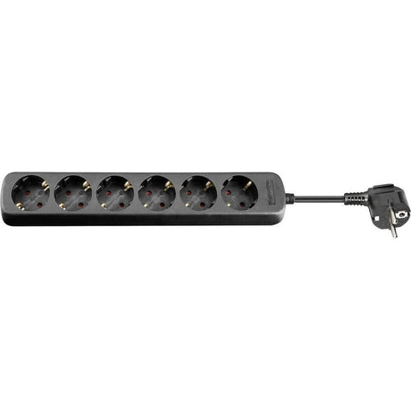 Goobay stekkerdoos met 6 stopcontacten (zwart, 6x stekker, kabellengte 5 meter)