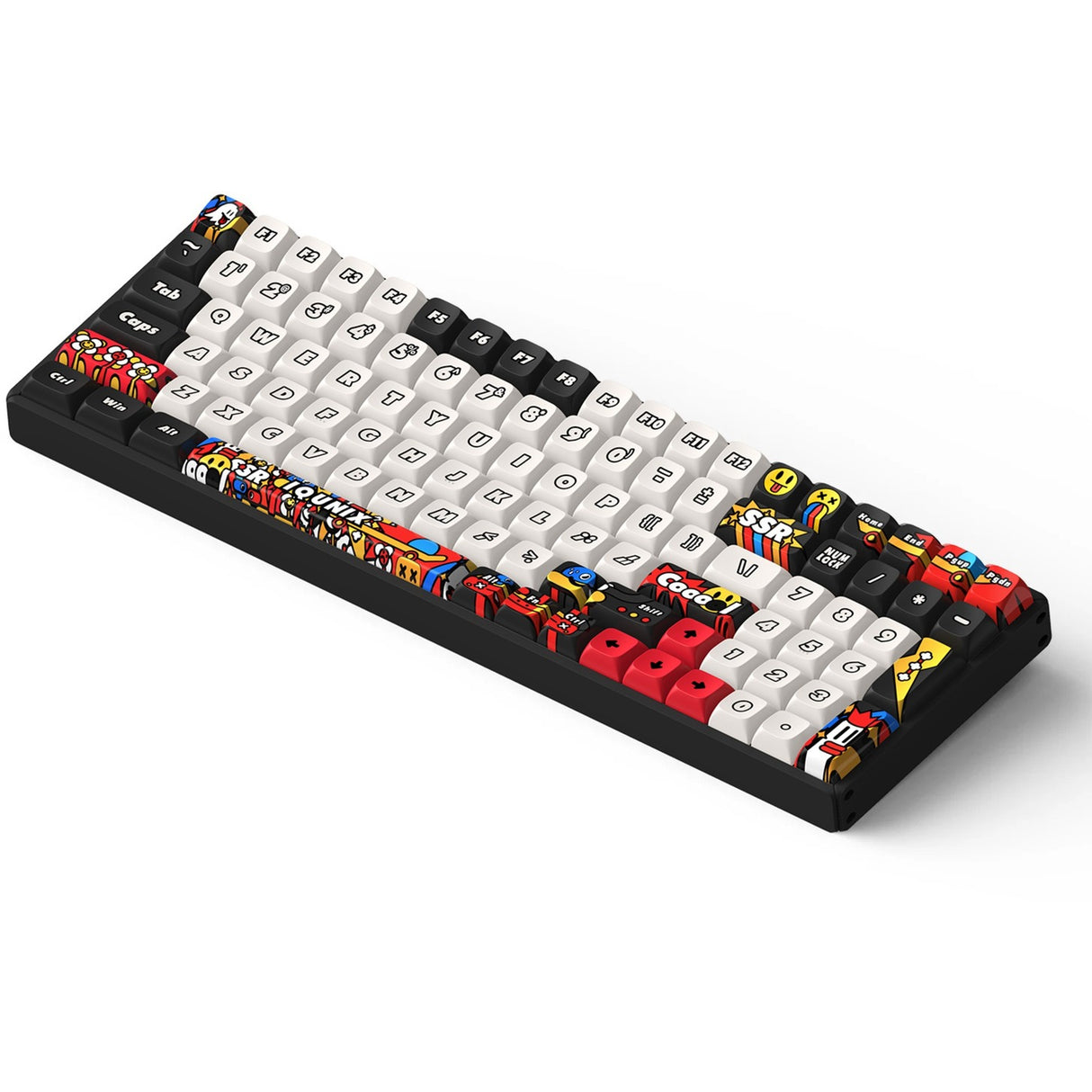 Iqunix f97 graffiti diary wireless mechanical keyboard (zwart, us lay-out (qwerty), cherry mx brown, 96%, rgb leds, hot-swappable, pbt, 2.4ghz | bluetooth 5.1 | usb-c)