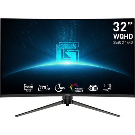 Msi g32cq5p 31.5 curved gaming monitor (zwart, 1x displayport, 2x hdmi, 170 hz)