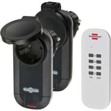 Brennenstuhl draadloze schakelaarset rc ce1 0201, 2 draadloze stopcontacten (buiten ip44, met handzender en hogere contactberscherming) zwart