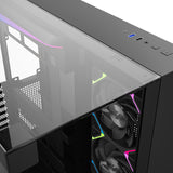 Xyz pc gear tesseract a-rgb midi tower behuizing (zwart | 2x usb-a | 1x usb-c | rgb | tempered glass)