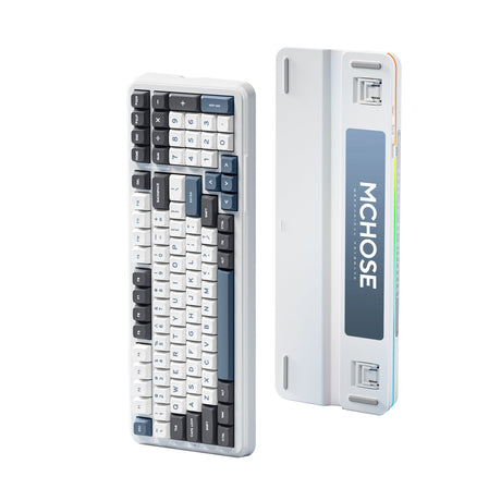 Mchose k99 navy blue hyacinth wireless gasket mount mechanical rgb toetsenbord (wit, us lay-out (qwerty), ktt hyacinth, rgb, hot swap, double-shot pbt, draadloos | bluetooth | usb-c)