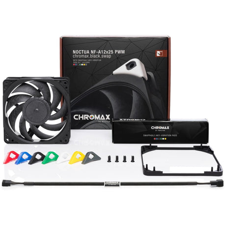 Noctua nf-a12x25 pwm chromax.black.swap case fan (zwart, 120 x 120 x 25 mm)