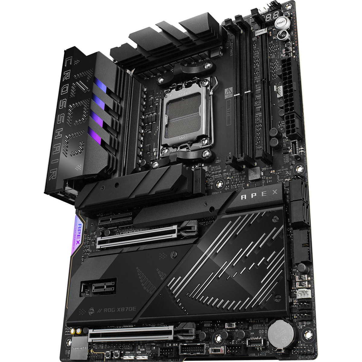 Asus rog crosshair x870e apex socket am5 moederbord (raid, 5gb-lan, wi-fi 7, bt, sound, atx)