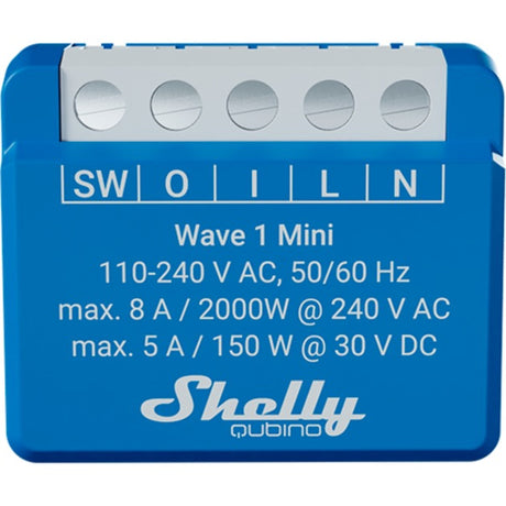 Shelly qubino wave 1 mini relais (blauw wit, 1-kanaals, z-wave)