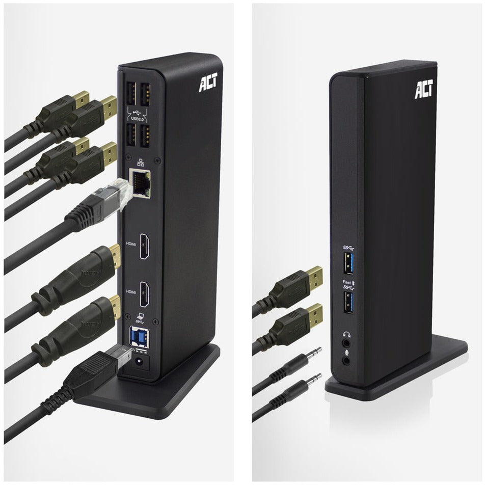 Act connectivity usb-c of usb-a dual monitor docking station (zwart)