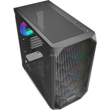 Sharkoon mk3 rgb mini tower behuizing (zwart | 2x usb-a | 1x usb-c | rgb | tempered glass)