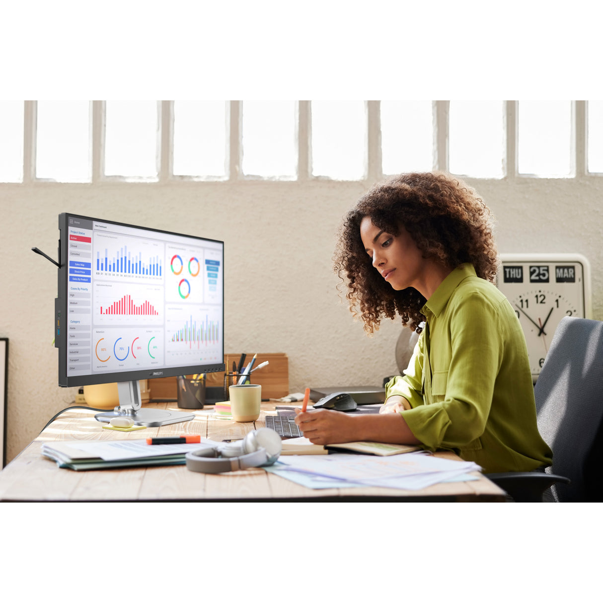 Philips 27b2g5200 27 monitor (zilver zwart, vga, hdmi, displayport, usb, audio, 100 hz)