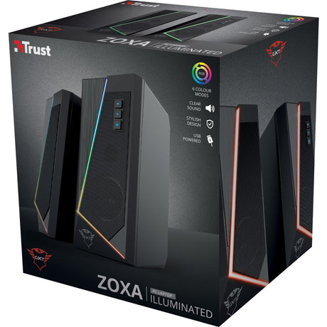 Trust gxt 609 zoxa rgb-verlichte speakerset pc-luidspreker (zwart, rgb led)