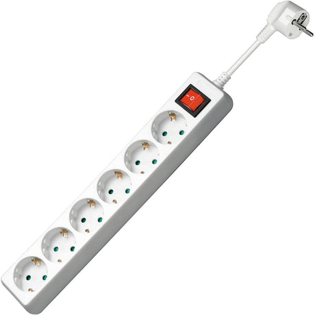 Goobay stekkerdoos met schakelaar en 6 stopcontacten (wit, 6x stekker, kabellengte 1.5 meter)