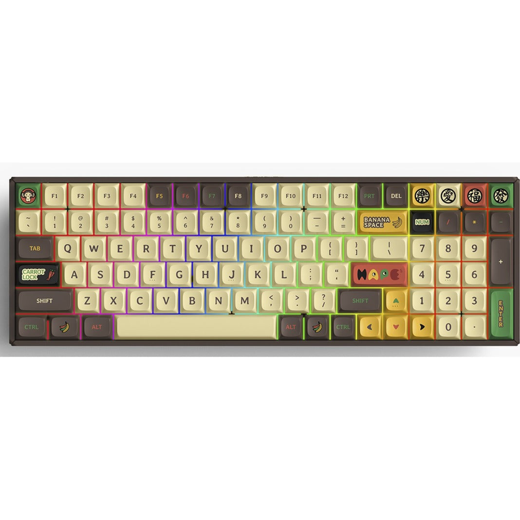 Iqunix f97 happy ape wireless mechanical keyboard (bruin, us lay-out (qwerty), ttc holy panda, 96%, rgb leds, hot-swappable, pbt, 2.4ghz | bluetooth 5.1 | usb-c)