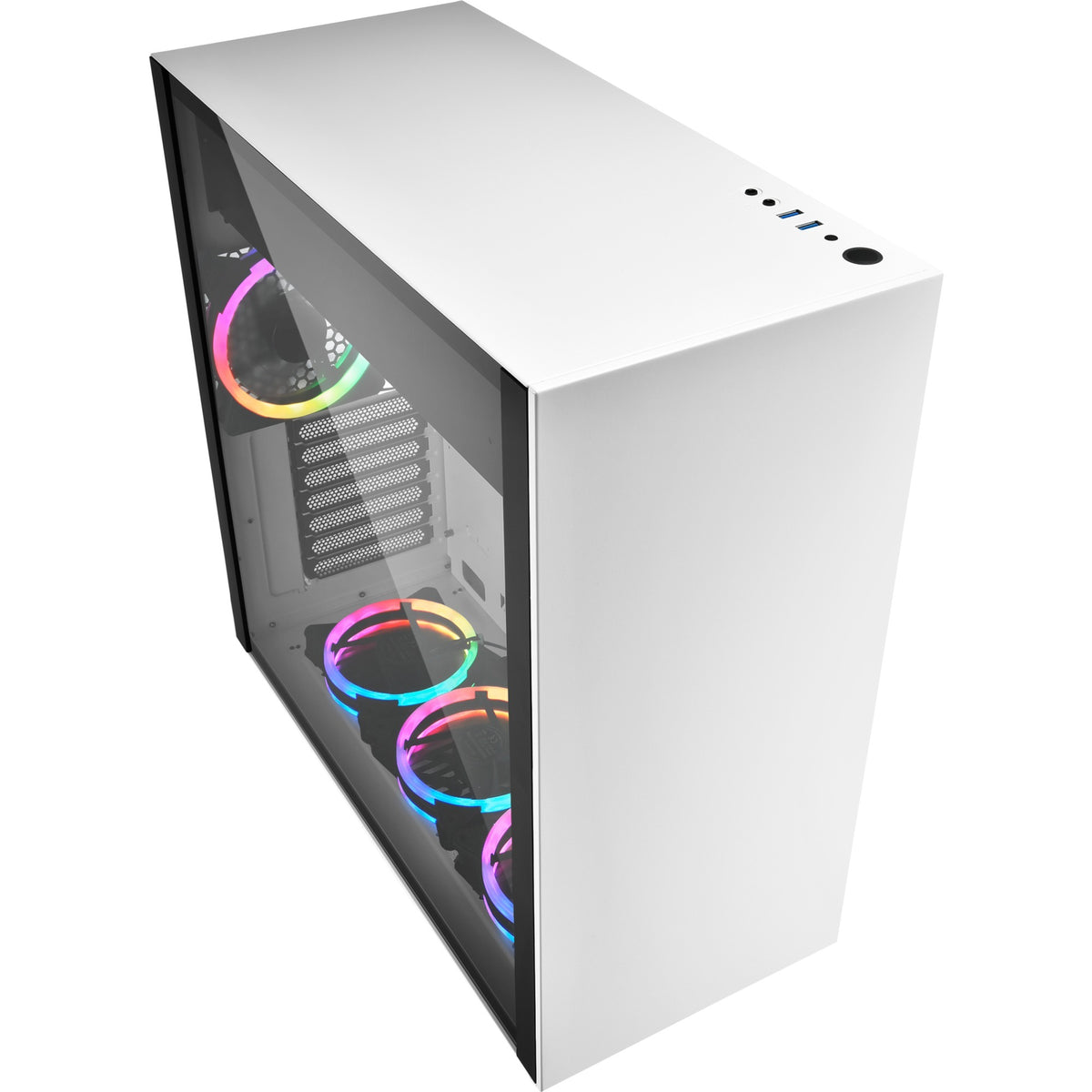 Sharkoon pure steel rgb midi tower behuizing (wit | 2x usb-a | rgb | tempered glass)