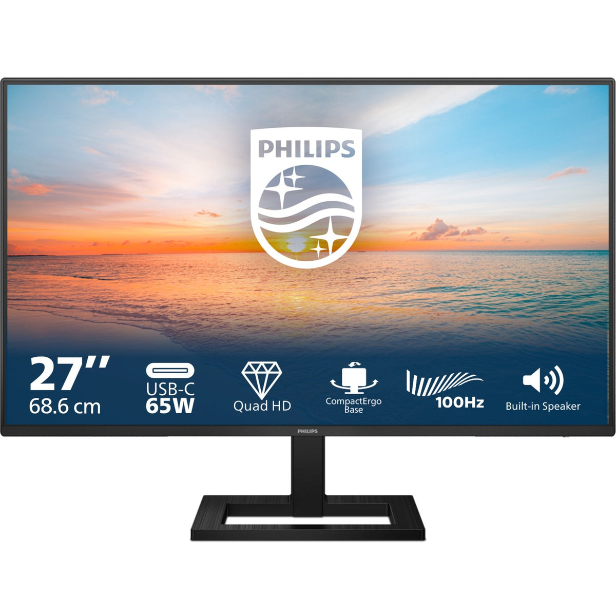 Philips 27e1n1600ae 00 27 monitor (zwart, 1x hdmi, 1x usb-c, 2x usb-a, 120 hz)